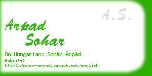 arpad sohar business card